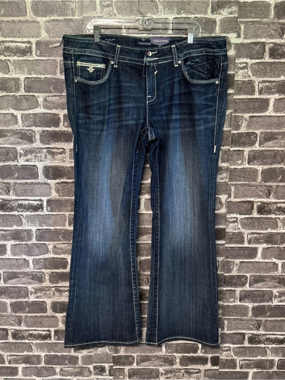 NWT Vigoss the New York boot cut jeans dark wash embroidered